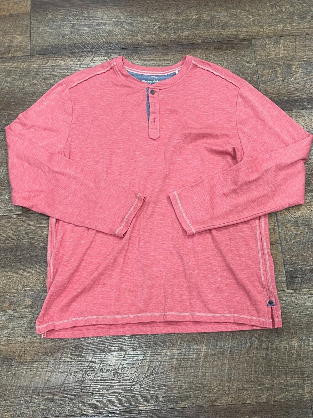 Tommy Bahama Coral Pink Long Sleeve Henley Shirt Large